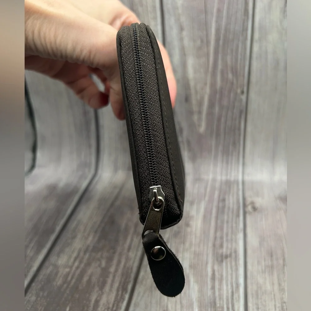 PRADA Tessuto Nylon & Saffiano Leather Zip Long Wallet Chocolate Brown - Picture 4 of 14